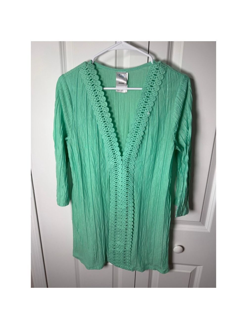 Catalina Green Crochet V-Neck Swim Coverup S